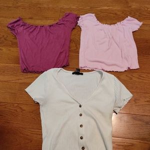 Cropped tops, Forever 21 and Garage, size S
